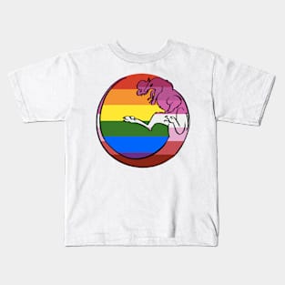 Gay / Lesbian Pride Dilophosaurus Black Outline Kids T-Shirt